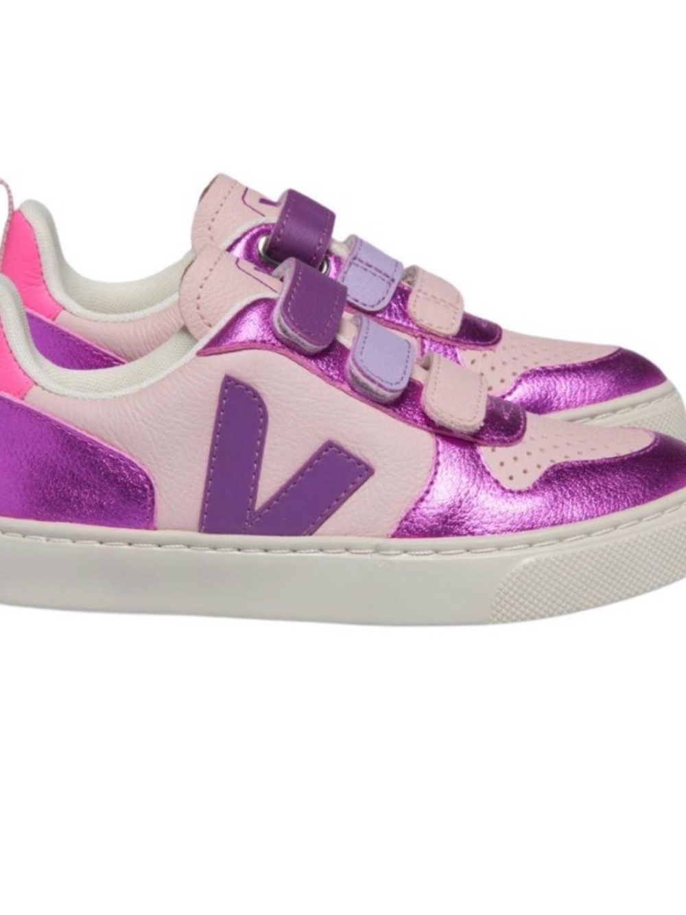 Veja Kids Sneakers in Pink, Purple and Metallic Fuchsia